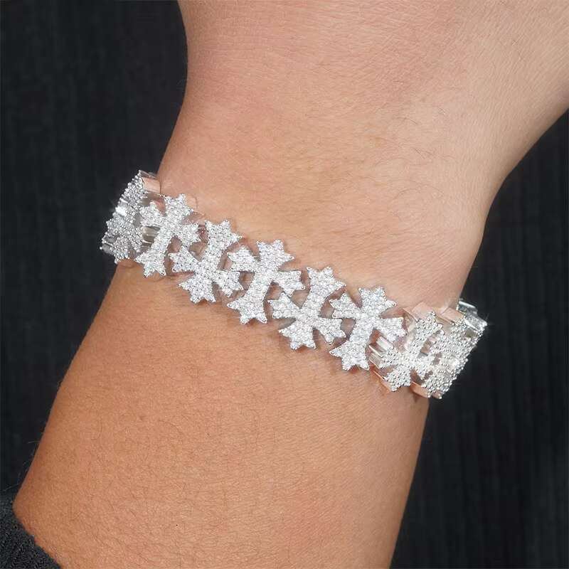 Cross Bracelet Moissanite 925 Silver 16mm Cuban Bracelet Hip Hop Iced Out Cuban Chain 18k Gold Plated Necklace Gift