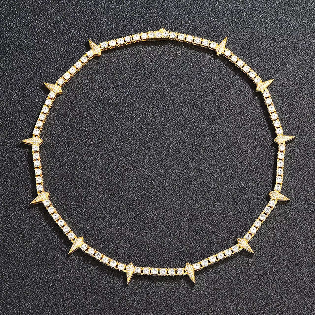 Colorful Hip Hop Street Style Tennis Chain Necklace Stylish Moissanite Jewelry