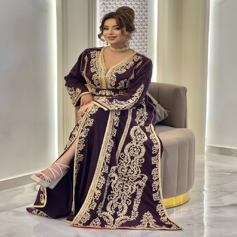 Traditional Albanian Green Caftan Prom Dress Plus Size Moroccan Takchita Evening Dress Long Sleeve Gold Lace Formal Arabic Dance Club Night Dress 2025