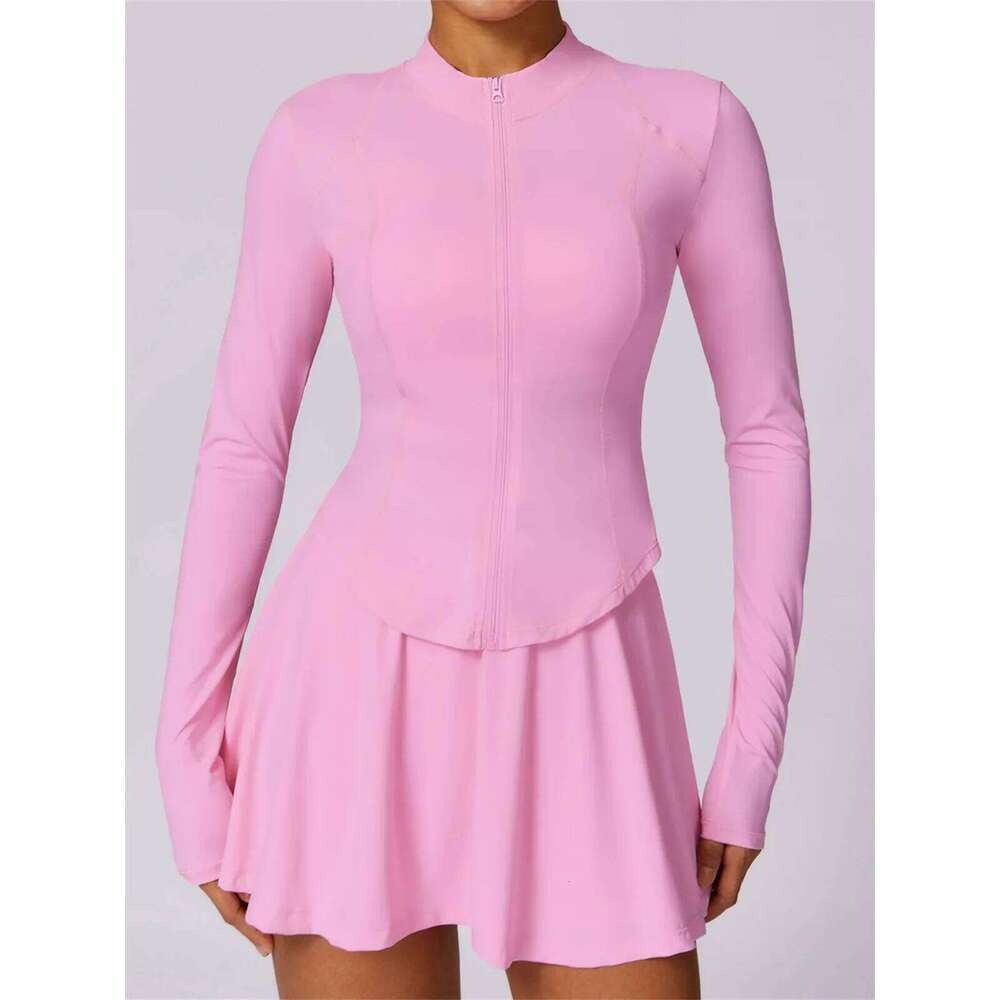 Summer Skirt Set Women UV Protection Long Sleeved Sunscreen Zipper Coat Outdoor Ice Silk Cool Running Yoga Exercise Sets