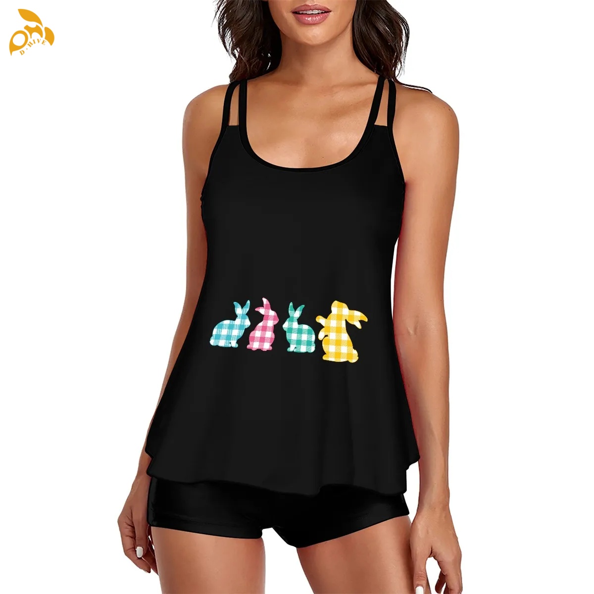 free shipping of customized super fashionable Ladies' halter two-piece swimsuit set is suitable for 200GSM DTF with exquisite patterns from US