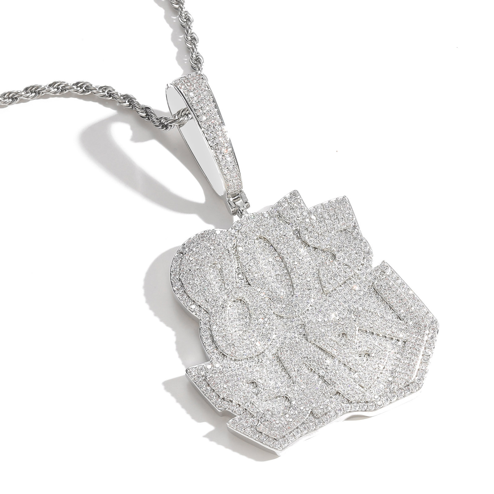 Luxury Moissanite Alphabet Pendant Punk Hip Hop Necklace Ice Out Bling Labubu Accessory Pass the diamond tester