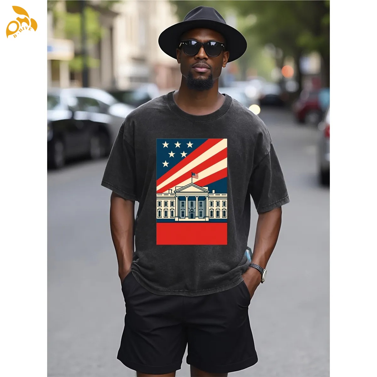free shipping of customized fashionable American General Motors heavyweight T-shirt 230GSM front DTF with exquisite patterns from US