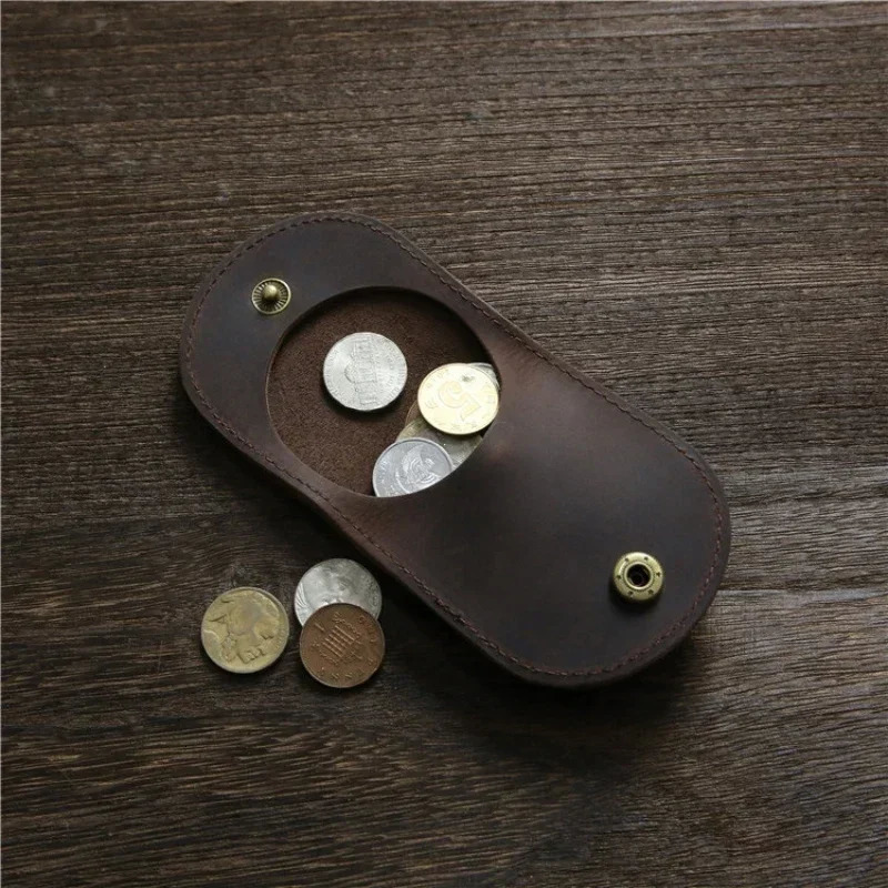 Womens Small Genuine Leather Coin Wallet Children Mini Purses Hasp Money Clip Clutch Hobo Bags Men Gift Pouch New Manual Craft R250624