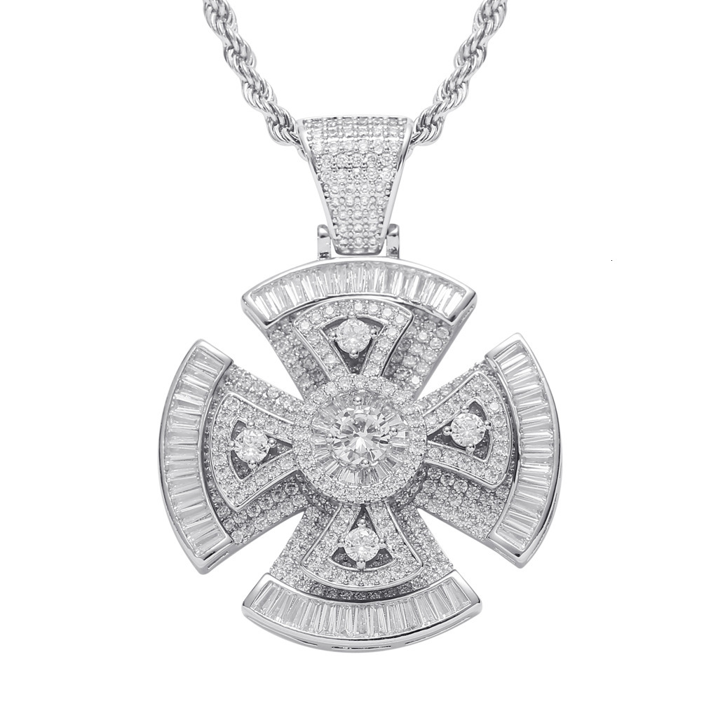 New Rotating Cross Iced Out Bling Trendy Hip Hop Versatile Moissanite Pendant Accessory Pass the diamond tester