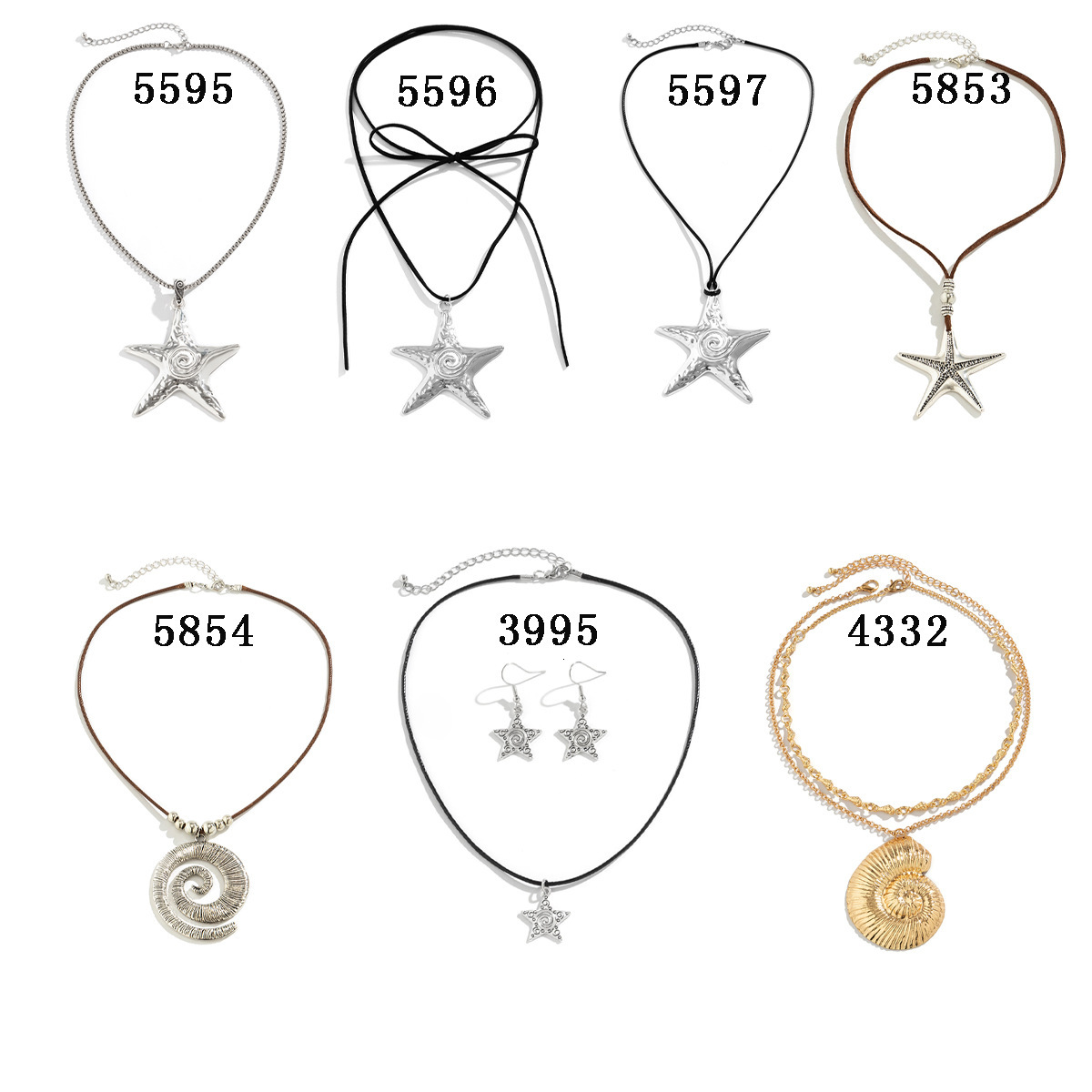 Accessories Sweet Cool Dark Pastoral Starfish Ocean Style Irregular Pentagram Pendant Necklace