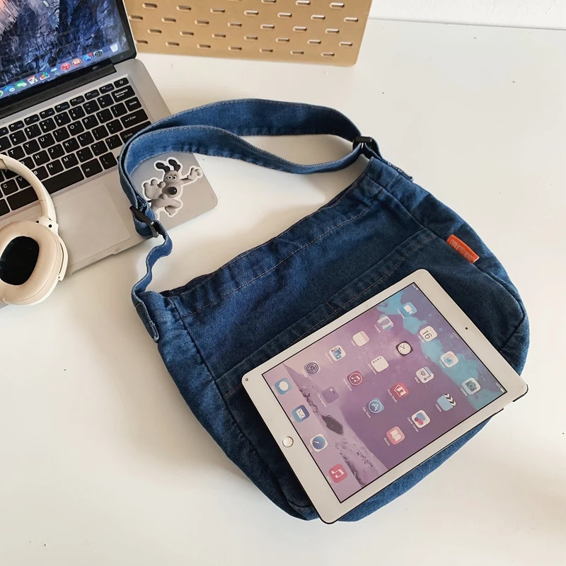 Quality Blue Denim Fabric Crossbody Bags Multipocket Messenger Bag Big Capacity Shoulder Shopper Tote Latest Women Handbag 250624