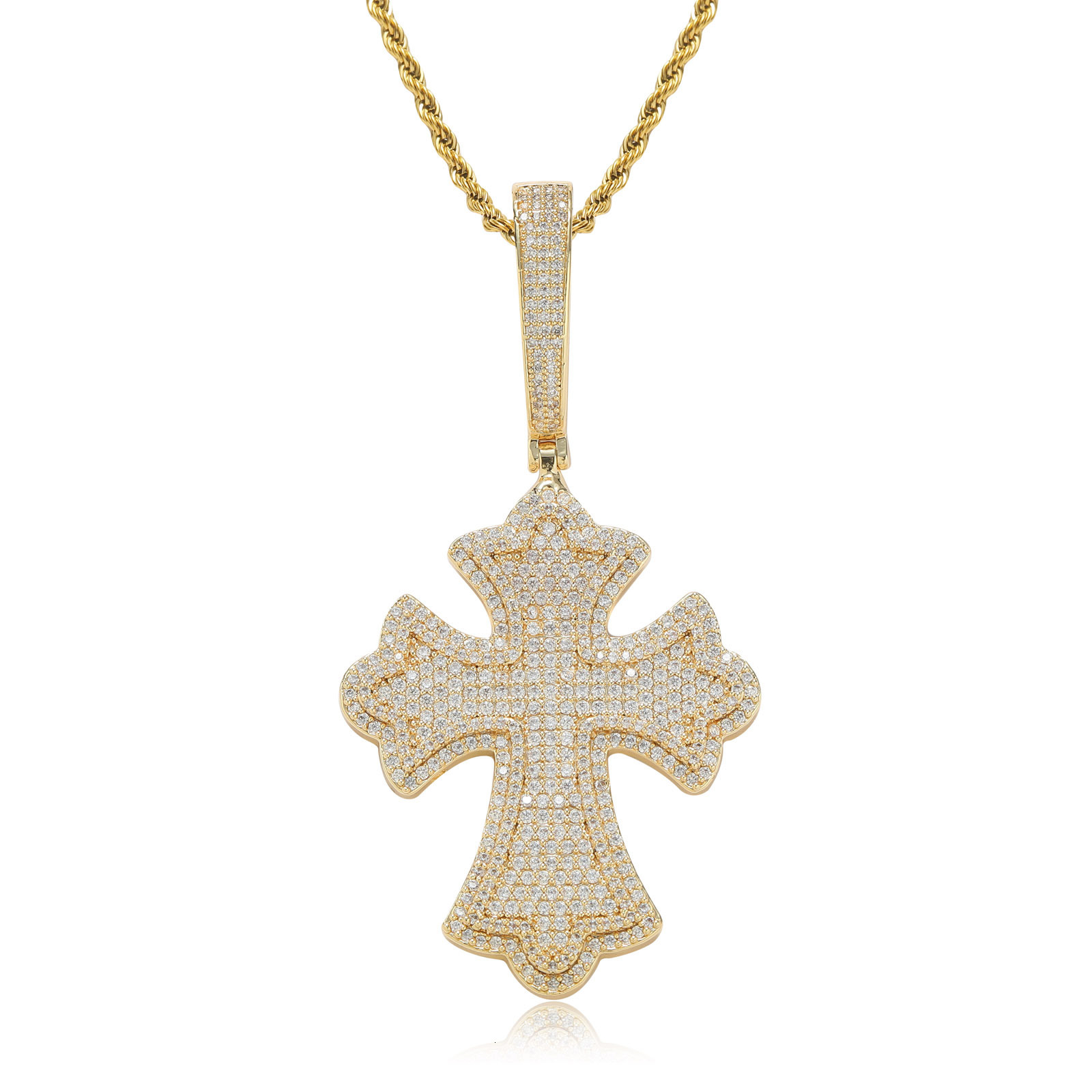 Minimalist Cross Pendant Full Ice Out Bling Unisex Moissanite Necklace, Creative Versatile Accessory Pass the diamond tester