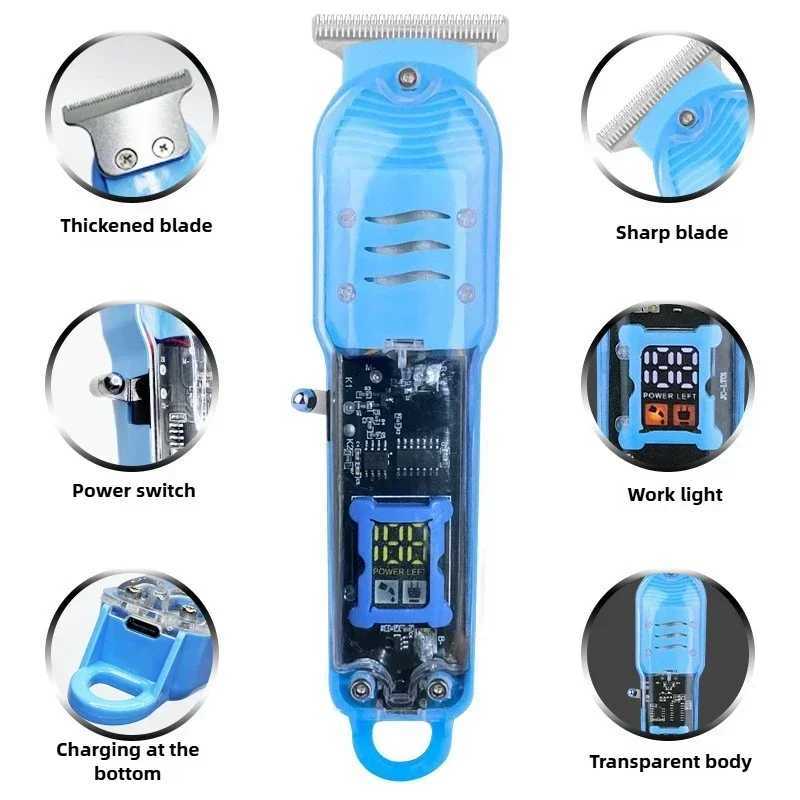 Hair Cut Machine Rechargeable Hair Clippers Transparent Professional Clippers Electric Hair Trimmers Shaver for Men Cordless XJ250624