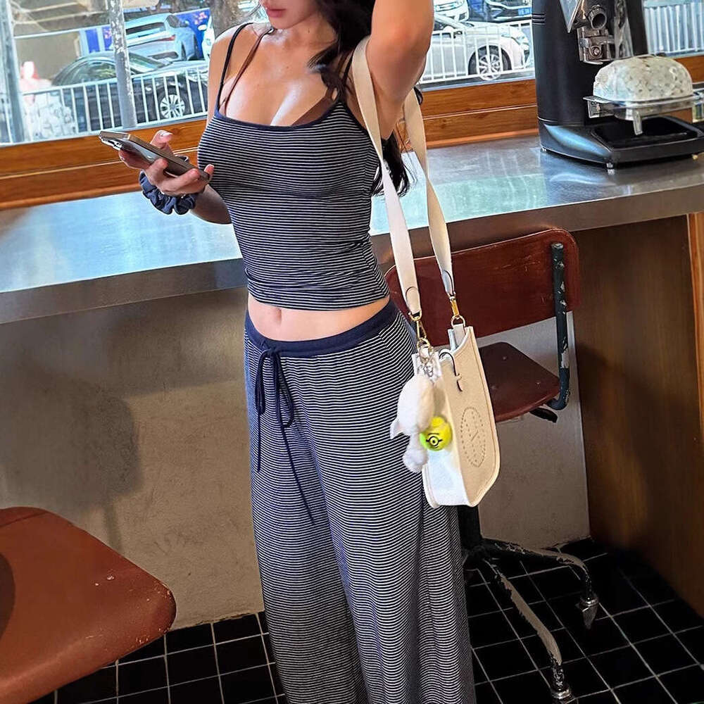 American Style Spicy Girl Striped Design Sense Camisole Pure Desire Sexy Backless Waist Slimming Tight Top For Women B5