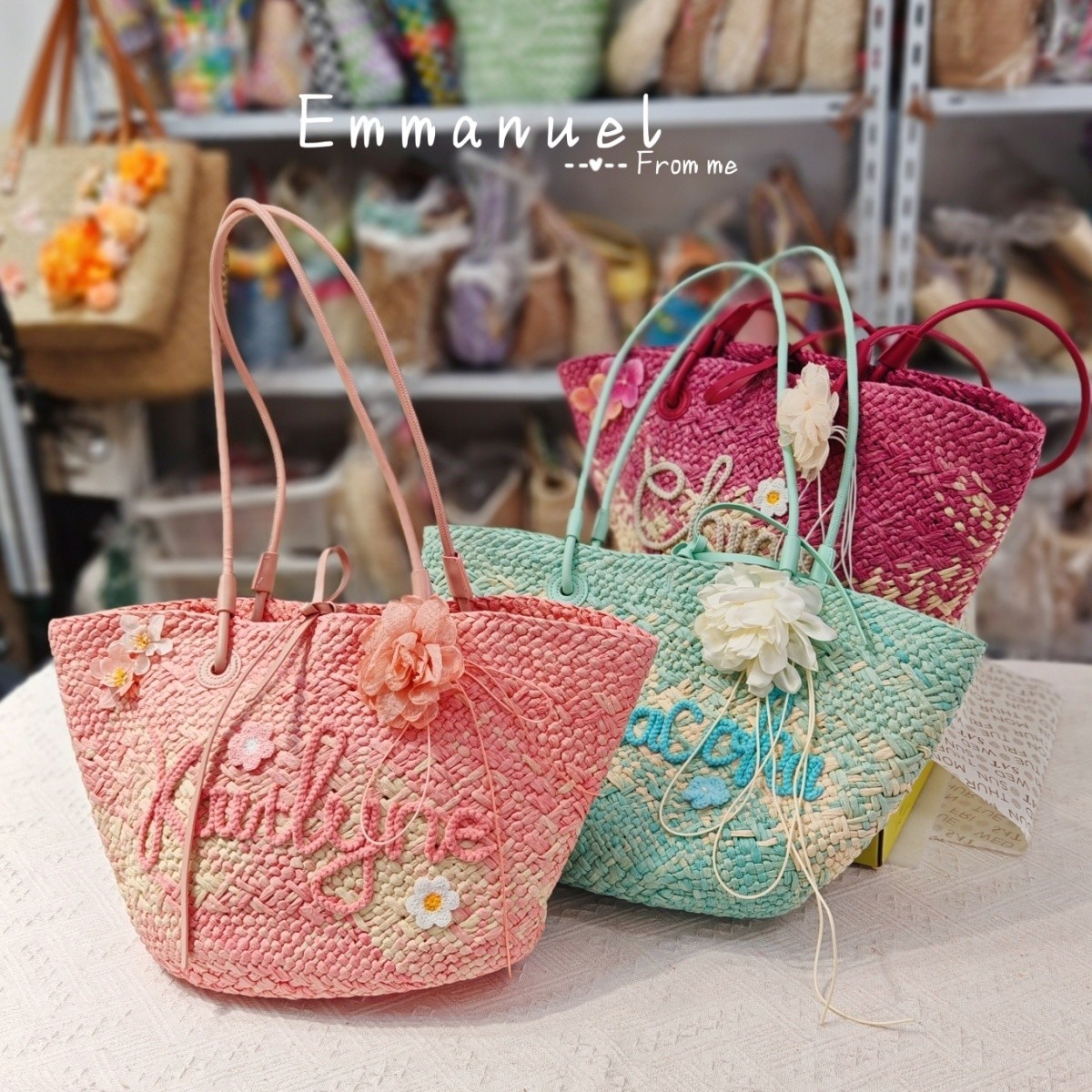 Free Shipping Straw Knitted Purses and Handbags Women Shoulder Bags Straw Woven Side Bag for Ladies Woman Handbag Beach Bag10