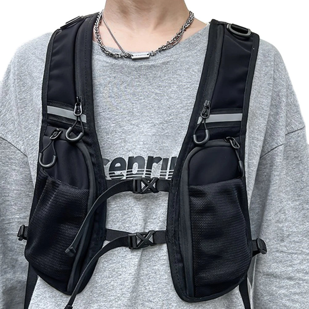 Functional Tactical Vest Chest Bag Lightweight Phone Holder with Pocket Extra Storage Fashion Waistcoat for Cycling Running 250617
