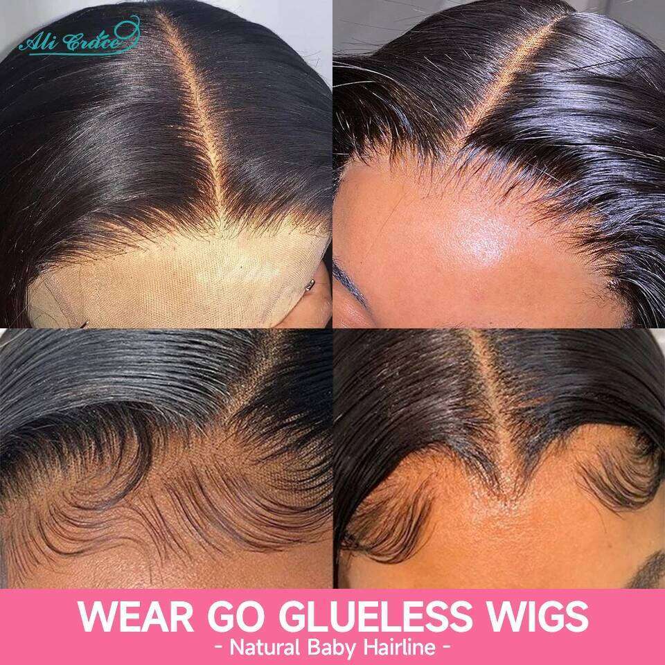 Ali Grace New Trendy Layered Cut Straight Human Hair Wigs Short Natural Color 5x5 Lace Closure Wig for Women