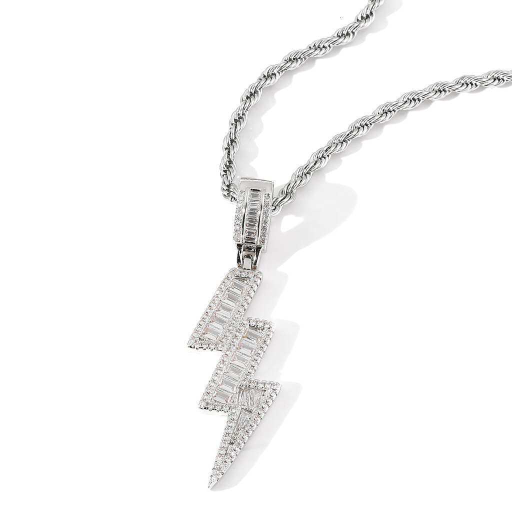 Luxury Moissanite Jewelry Hip Hop Iced Out Lightning Pendant Necklace Unisex Trendy and Stylish Necklace Pendant Pass the diamond tester