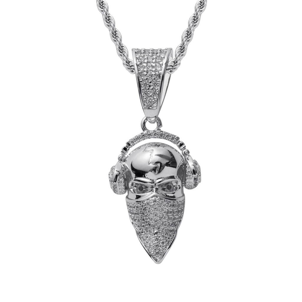Moissanite Street Hip Hop Jewelry Masked Headphone Cool Portrait Pendant Iced Out Necklace Luxury Pass the diamond tester