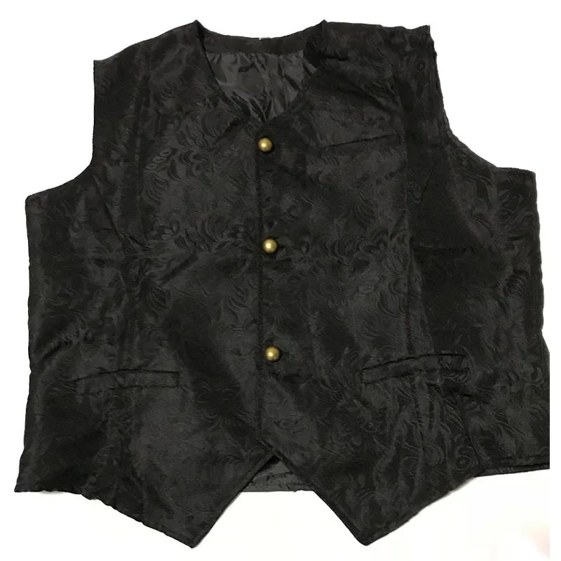 Adult Men Vintage Vest Waistcoat Victorian Black Steampunk Style Gothic Jacquard Swallow Top Costume For Mens Blazer Suit 250614CJ