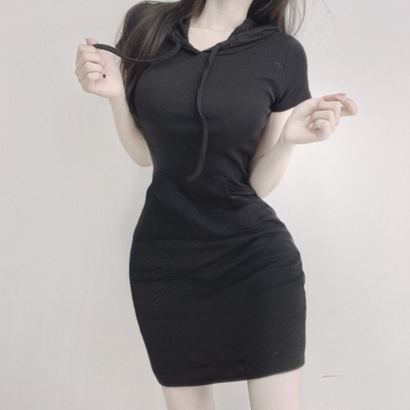 DR166 Body-shaping and elegant short dress with hip wrap skirt