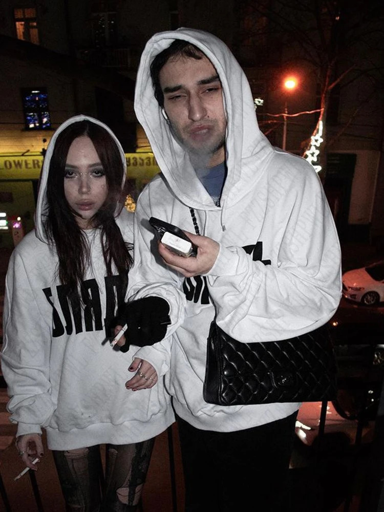 Y2K Harajuku emo girls hip-hop aesthetic graphic printing basic hoodies casual versatile punk rock tops retro womens streetwear 250618