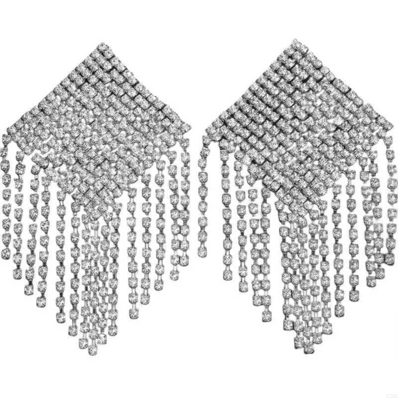 72XE Rhinestones Tassels Nipple Cover for Carnivals Party Alloy Pasties Body Chain W250624