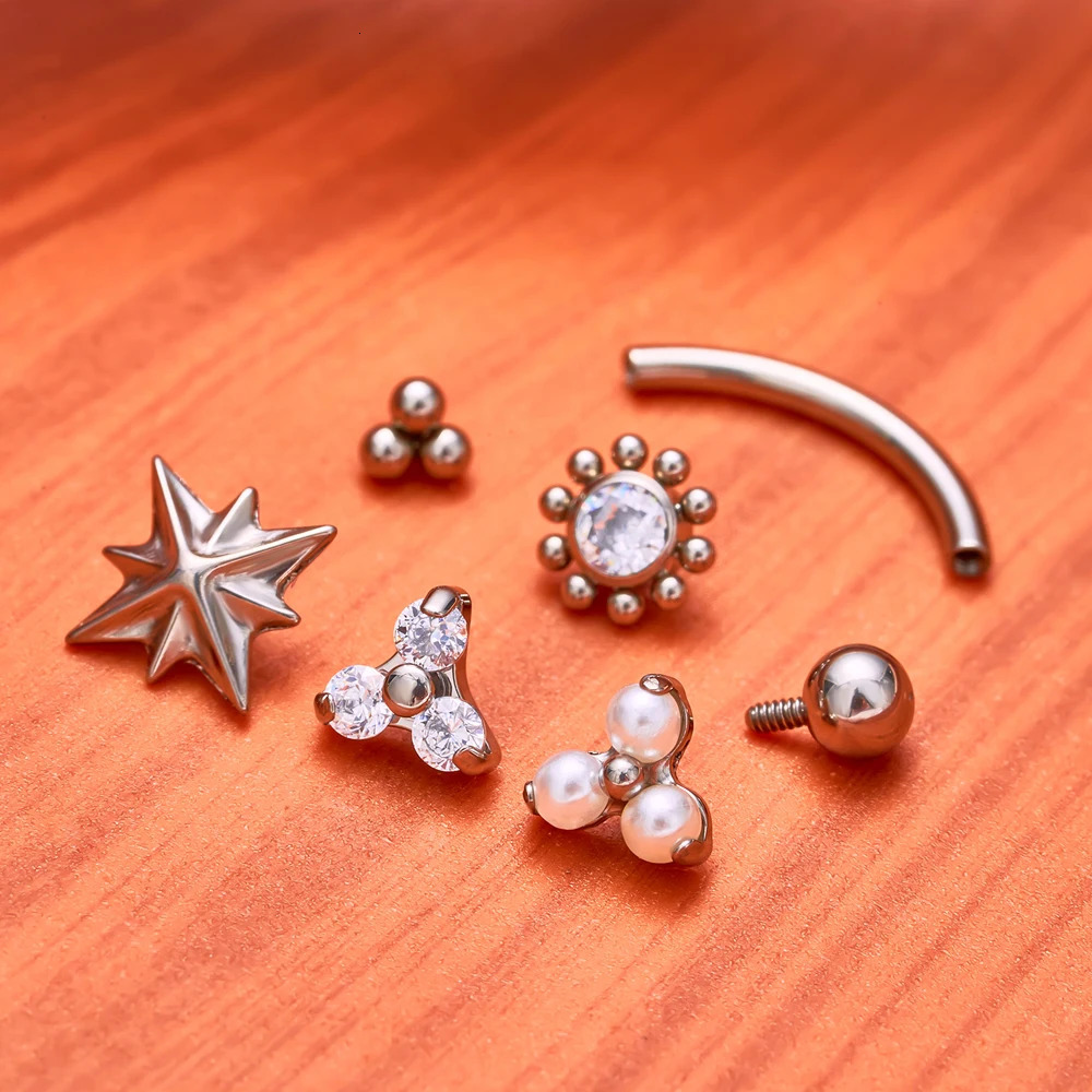 G23 ASTM36 Piercings Eyebrow Internal thread Body Jewelry For Women zircon Earring 250613