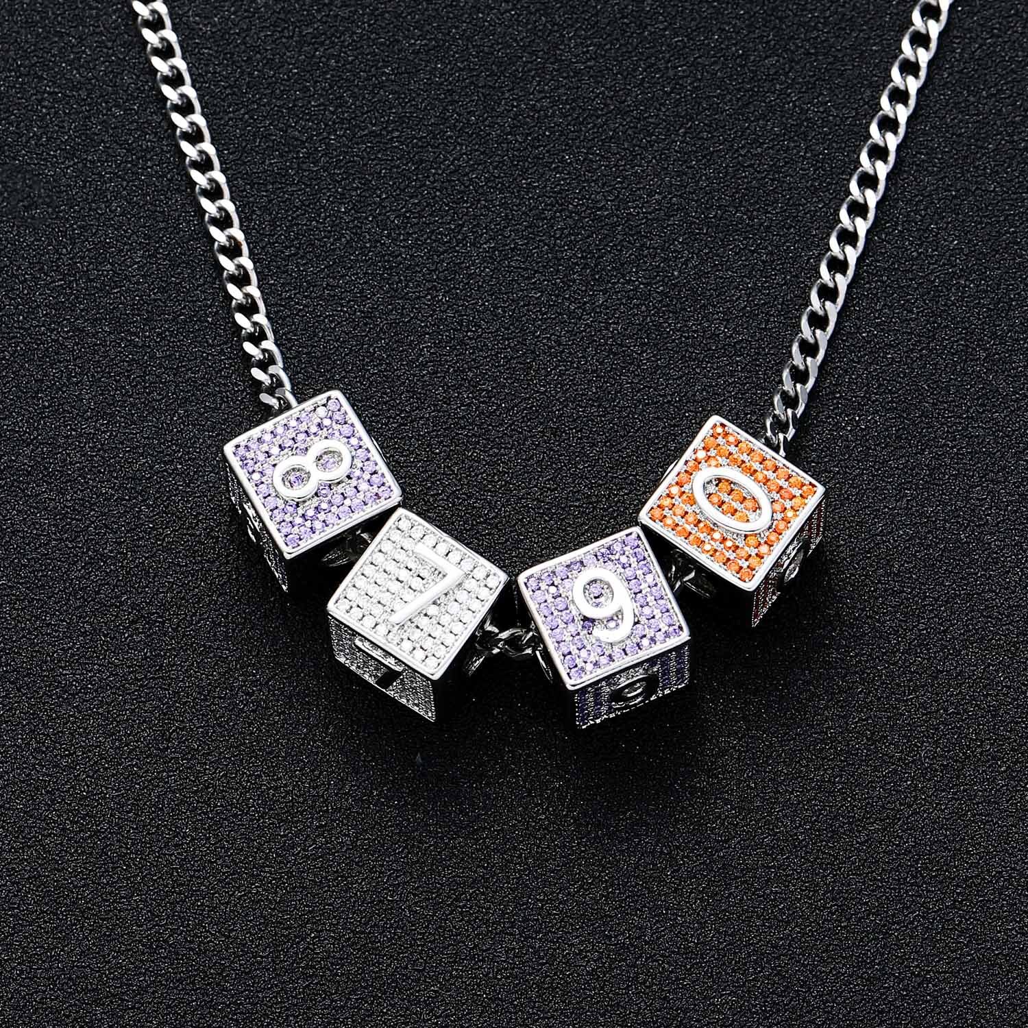 Hip Hop Dice Block Arabic Numerals 0-9 Pendant Iced Out Custom Combinations Trendy Moissanite Jewelry Pass the diamond tester