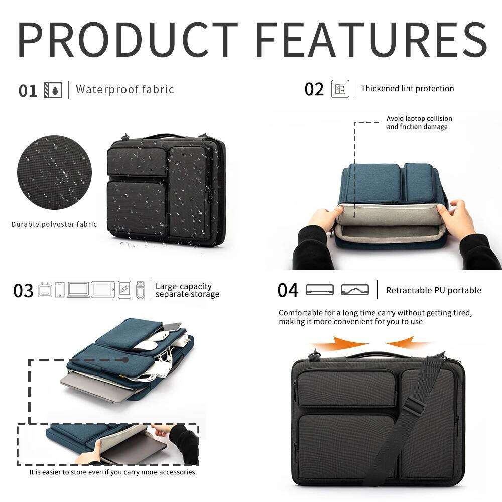 Laptop Notebook Shoulder Bag Book Air Pro Waterproof 14 15.6 Inch Computer Sleeve Pouch Handbag For Student Business