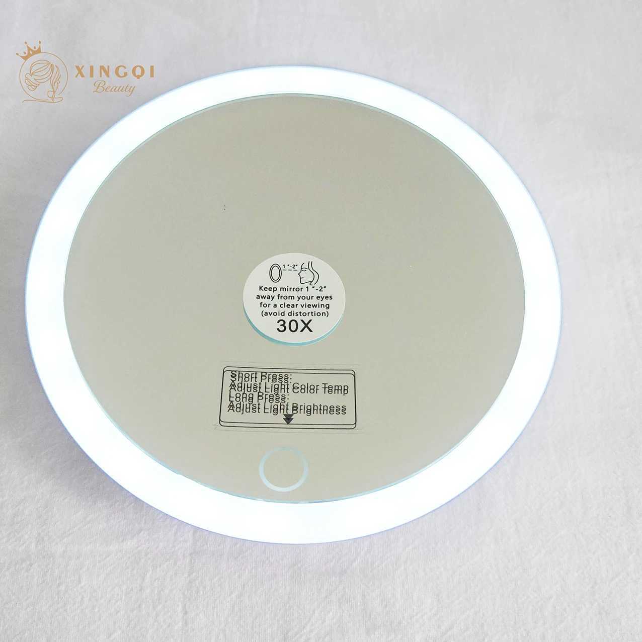 LED Light Up Mirror 6 inch round /white/black magnifying 5x 10x 20x 30x times suction cup USB rechargeable mirror for shower J250624