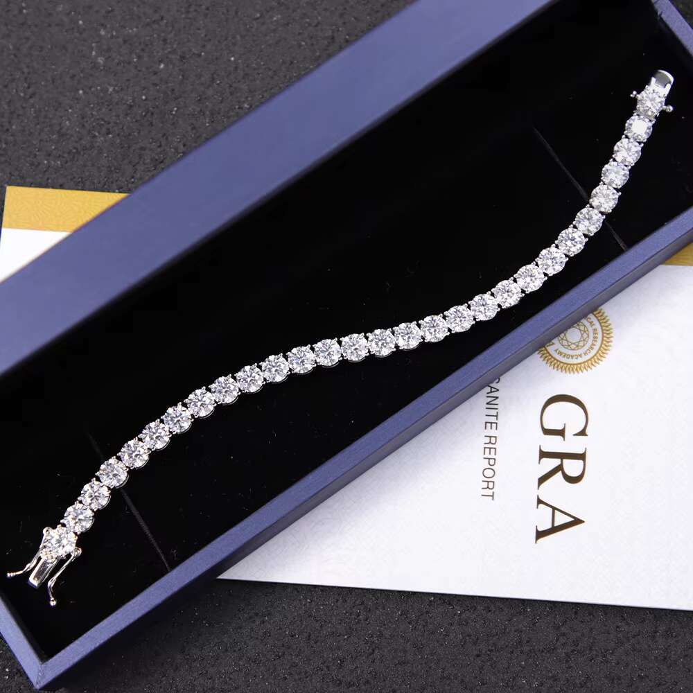 GRA Certificate 5mm 6.5mm Diamond Tennis Bracelet 925 Solid Silver VVS Moissanite Gold Plated Fine Jewelry