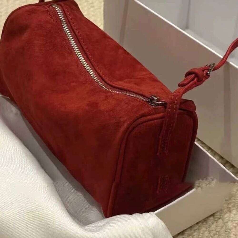Bags Exquisite Live Wine Red Small Pillow Matte Suede Leather Women Crossbody Round Shape Chamois Female Shoulder Bag