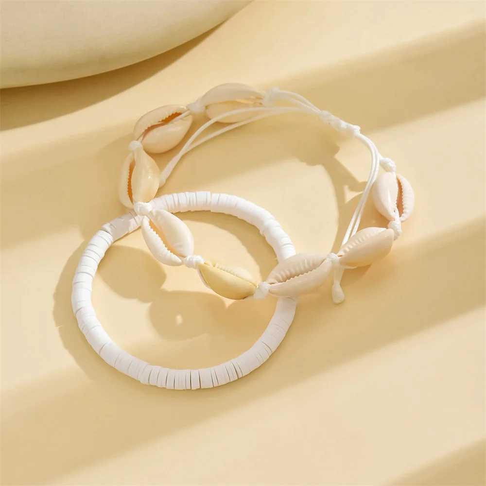 White Foot Chains 2pcs/Set Conch Shell Anklets For Women Beach Jewelry Creative Ocean Animal Ankle Bracelet Summer Accessories U250624