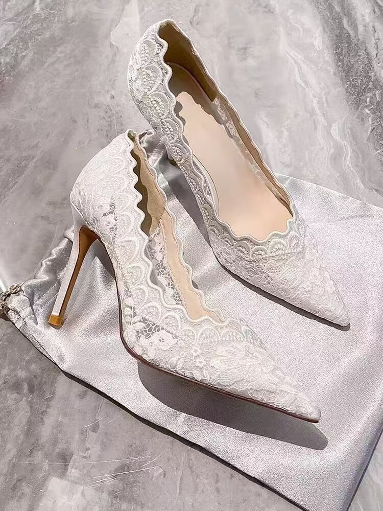 Brand 2024 Wedding Bridal Pointed High-heeled Single Female Rhie Classic Crystal Shoes 9cb9