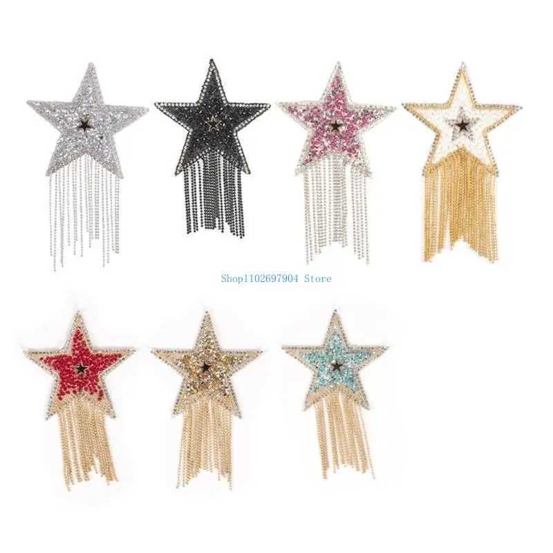 N7YF Pasties Nipple Stickers Pentagrams Tassels Sticky Breast Petal Nipple Cover W250624