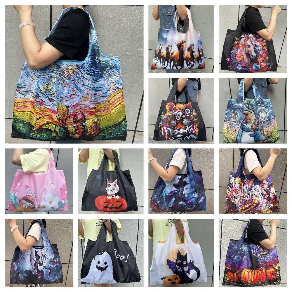 New Foldable Eco-Friendly Travel Portable Supermarket Large Capacity Single Shoulder Shopping For Women Grocery Bag