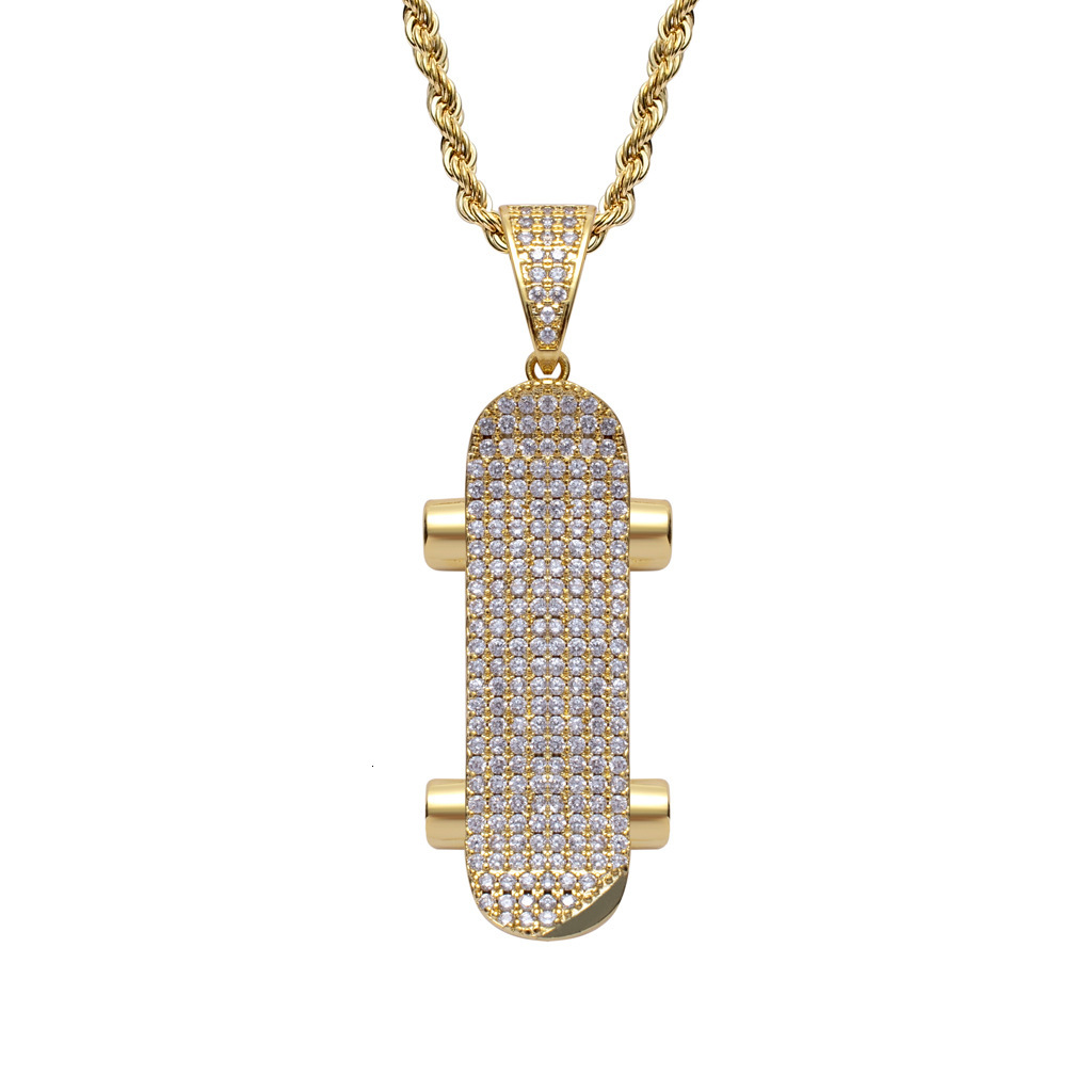 Luxury Moissanite Jewelry Hip Hop Skateboard Pendant Necklace Iced Out Unique Trendy Brand Cool Accessory Pass the diamond tester