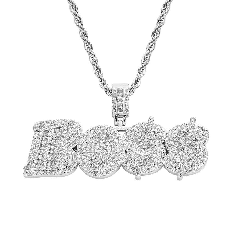 New Arrival Luxury Moissanite Chinese Letter Pendant Round Square Iced Out Diamond Men's Streetwear Swag Necklace Pass the diamond tester