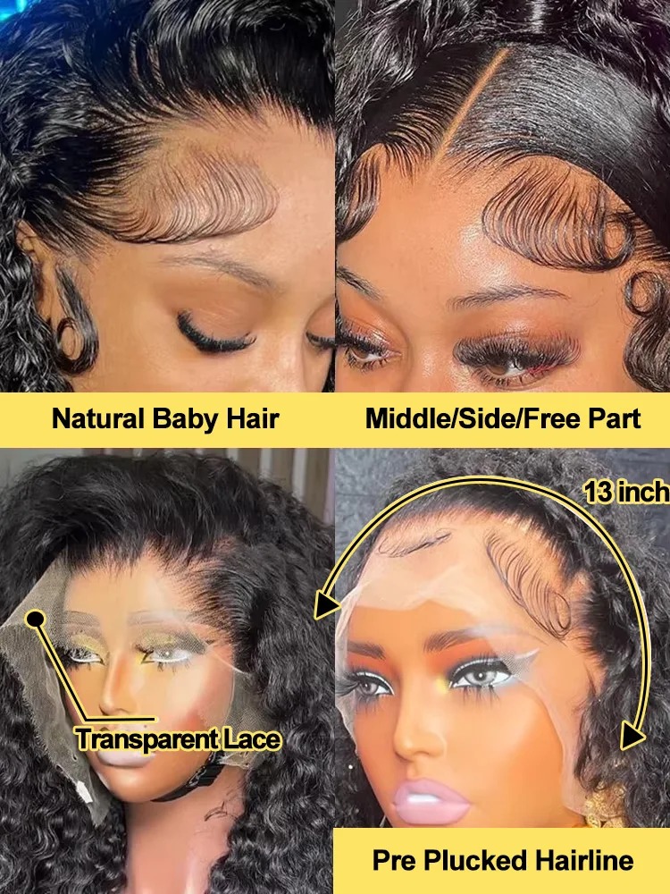 Deep Wave Glueless Wig Ready To Wear And Go PrePlucked For Women Precut 13x4 Hd Frontal Curly Lace Front Wigs On Sale Synthetic Wig