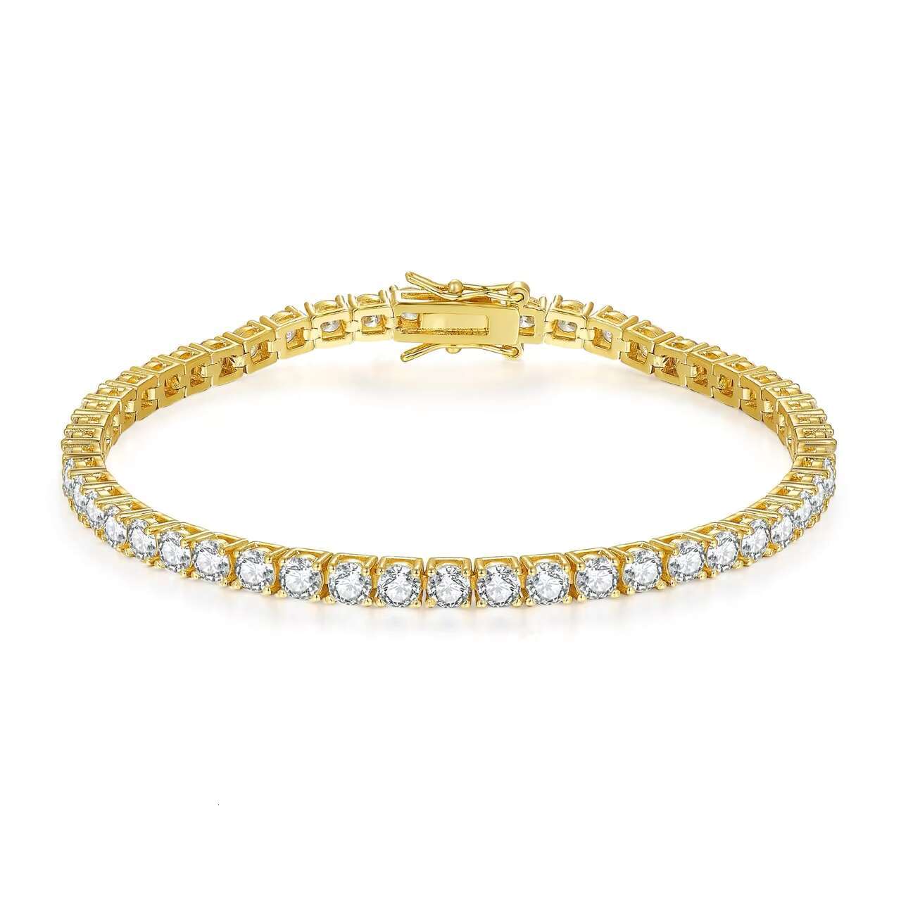 4mm CZ Rhodium Cubic Zirconia Fashion Silver Fine Bracelet Jewelry 14K Gold Plated Trendy Women Tennis Zircon Chain Bracelet