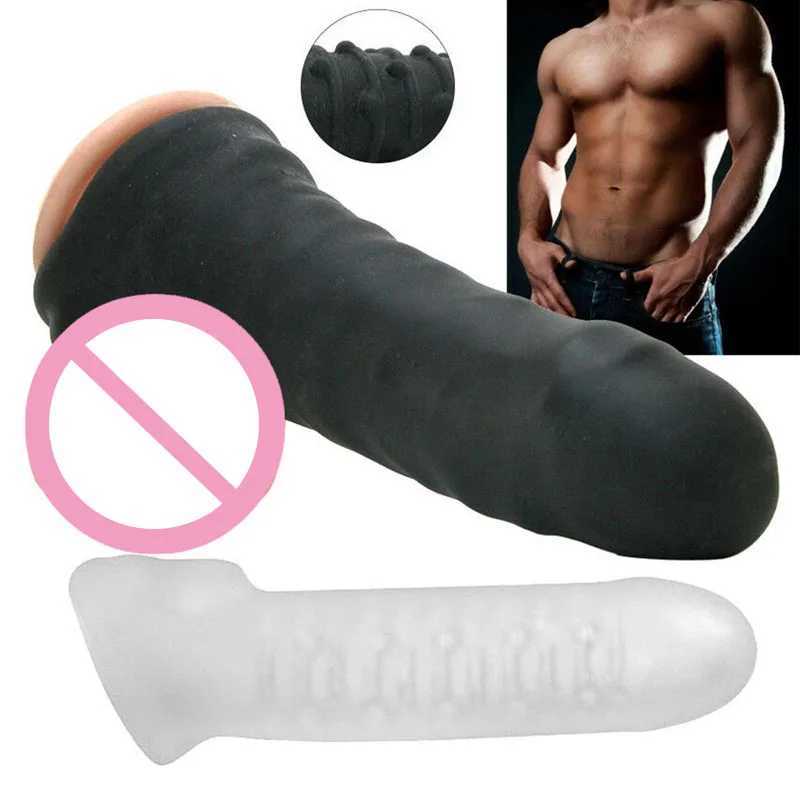 Penis Enlargement Sleeve Thicken Peins Extender Sleeve Soft Lock Sperm Cock Ring Sex Toys for Men Sex Products Penis Enlarger W250624