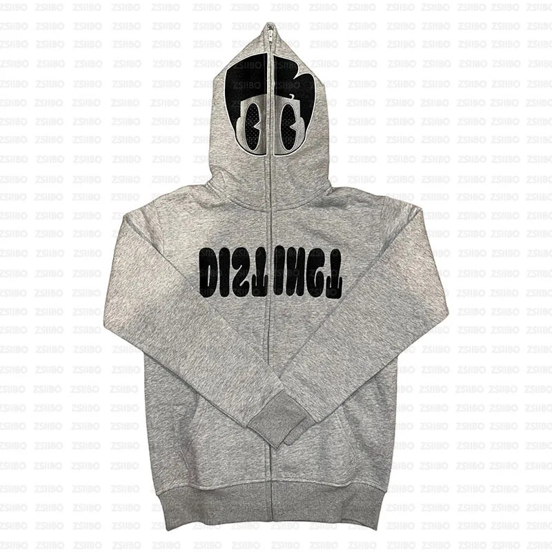 Y2K Sweatshirt Letter Patch Streetwear Hoodies Clothes EMO Men Hip Hop Graphic Punk Vintage Zip Up Hoodie Punk Gothic Clothing 250618