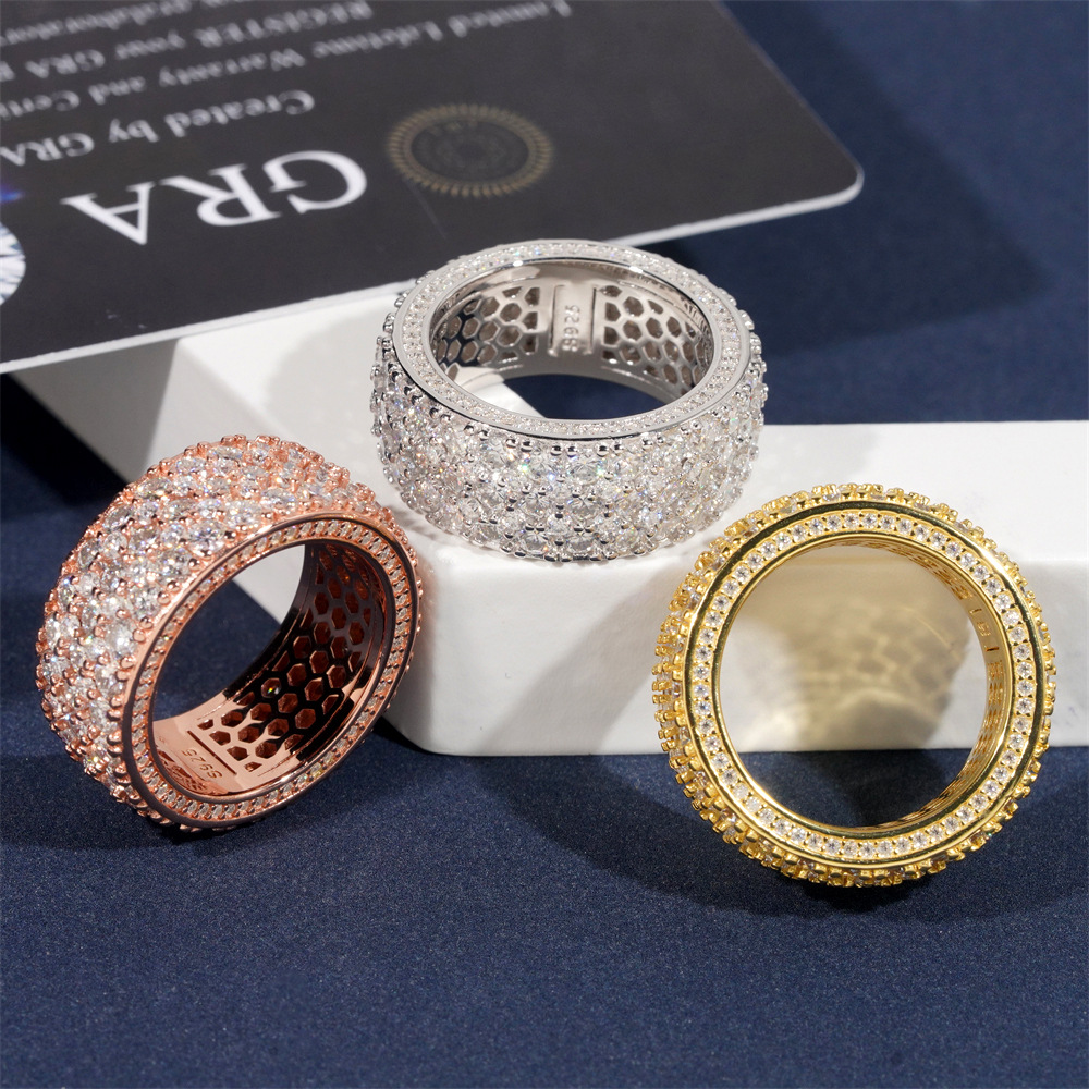 New Arrivals Luxury Jewelry Pass Diamond Tester 925 Sterling Silver Fully Iced Out VVS Moissanite Diamond Eternity Band Ring