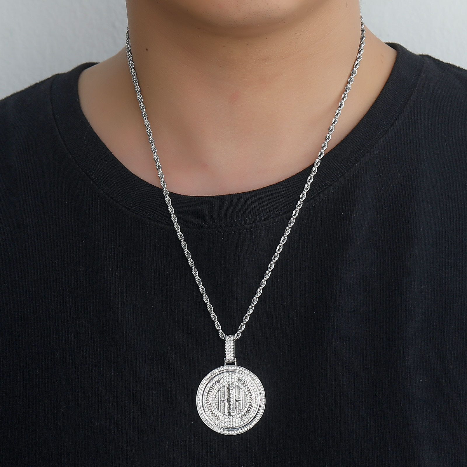 Luxury Moissanite Jewelry Hip Hop Round Wheat Ear Medal Pendant Creative Trendy Iced Out Hip Hop Chain Pass the diamond tester
