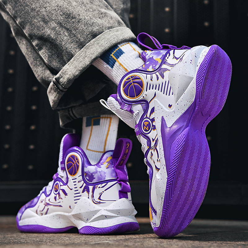 8106-Boys Basketball Shoes Fashionable and Breathable Indoor and Outdoor Sneakers Comfortable Basketball Shoes Non-slip Running Basketball Shoes