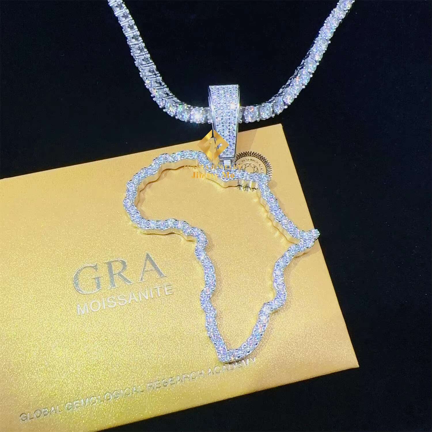 GRA Certificates Pass Diamond Tester Iced Out Fire Jewelry 925 Sterling Silver VVS1 Moissanite Africa Map Pendant