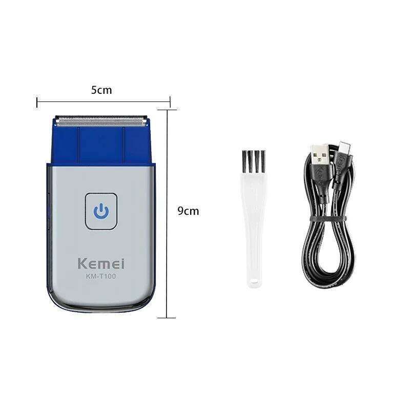 Kemei KM T100 Portable Mini Electric Reciprocating Single Foil Men's Beard Trimmer Shaver