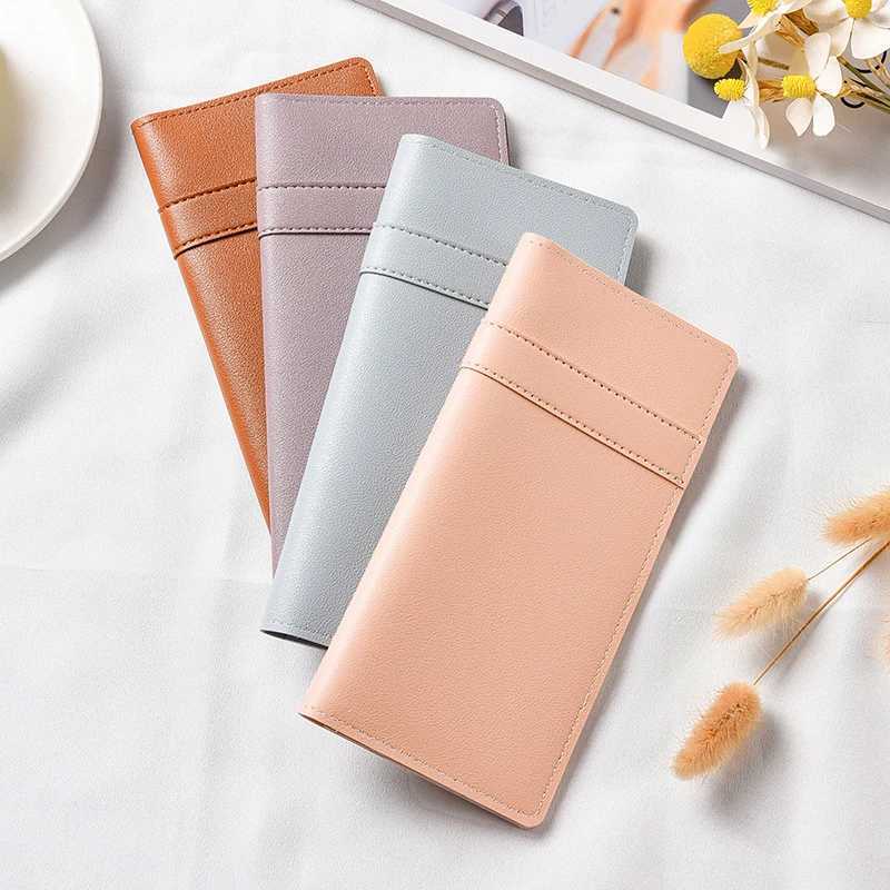 Minimalist Ultra-Thin Womens LG Wallets for Checkbook Holder PU Leather Hasp Bifold Female Slim Coin PurseXJ250624