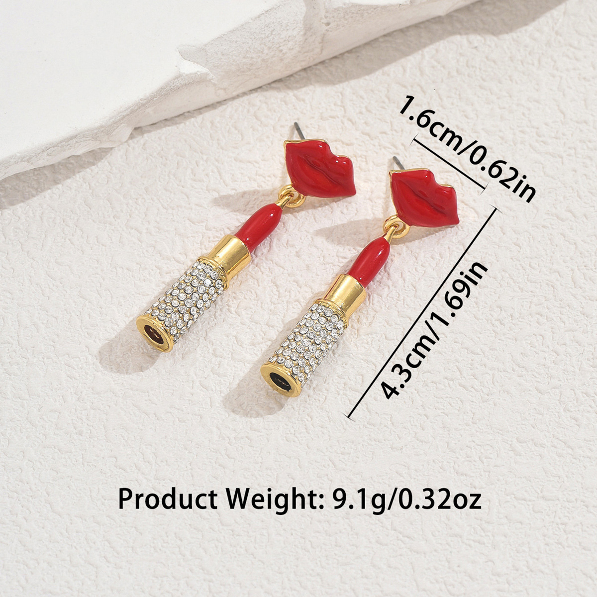 Trendy Women's With Unique Lip Oil Drip Design, -Studded Stud Earrings, High-End Sense Earrings For Women