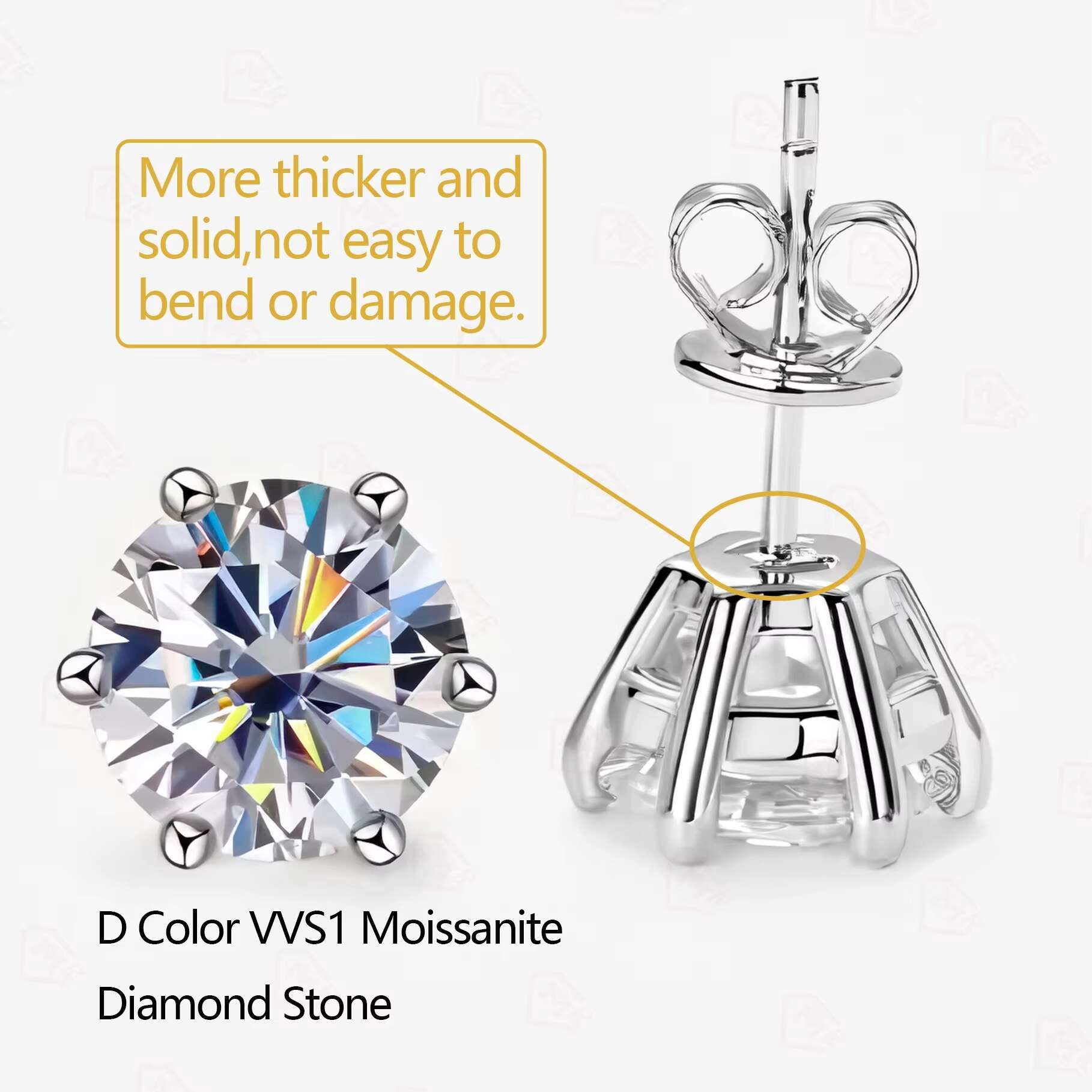 4mm Moissanite Earrings Iced Out Fireball 925 Silver GRA Certificate Screw Back Studs Moissanite Earrings