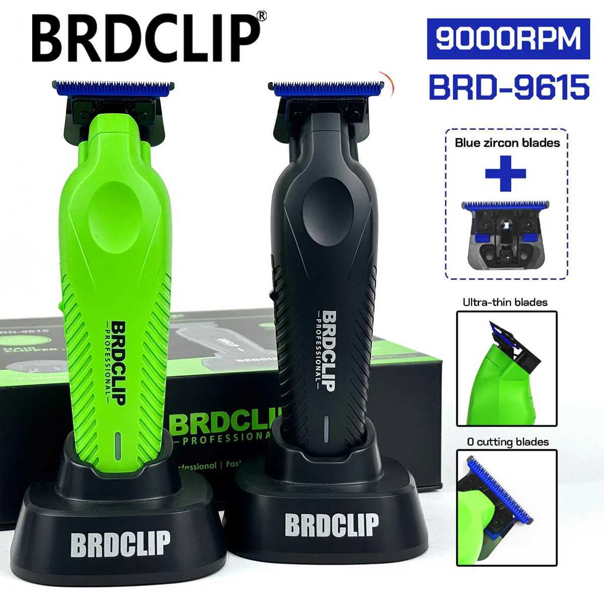 Professional BRDCLIP New Hair Trimmer 9615 Electric High Power Motor 9000RPM DLC Special Blue Ceramic Blade With Charging Base XJ250624