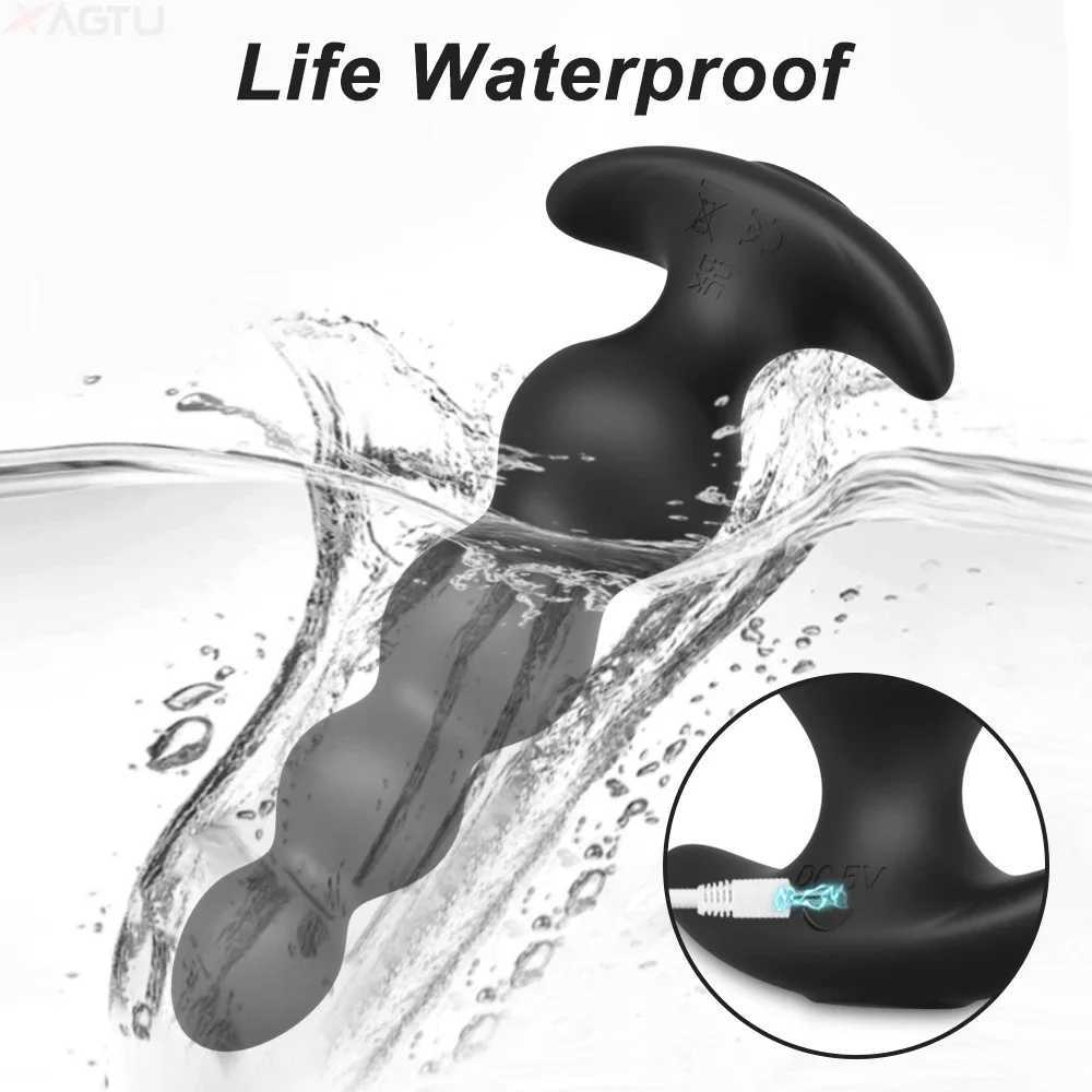 APP Vibrating Anal Beads Butt Plug for Men Women Anal Vibrator Prostate Massager Anal Balls Men Silicone Masturbator Sex Toy W250624