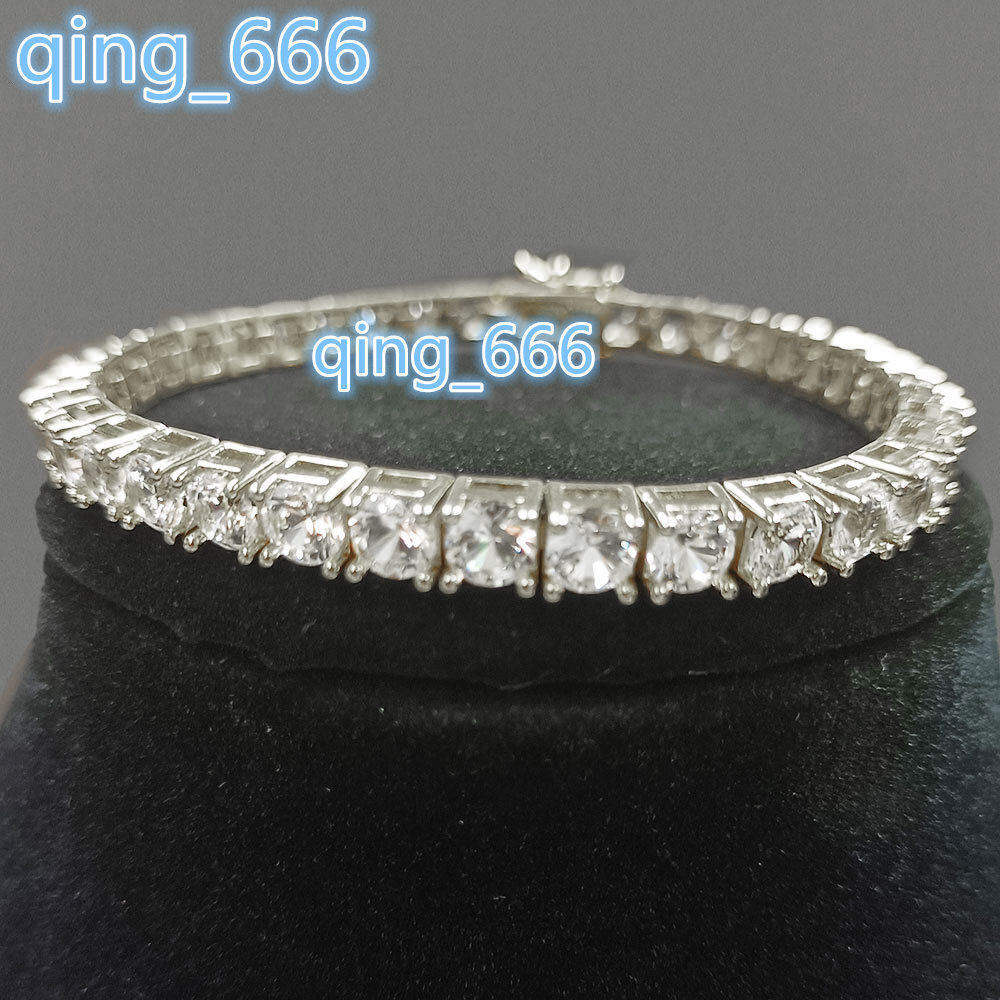 Luxury S925 Silver White Gold Plated 5MM Cubic Zirconia CZ Diamond Charm Tennis Bracelet for Women